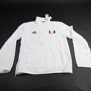 Adidas White Miami hurricanes Pullover 1/4 zip aero ready NWT Large